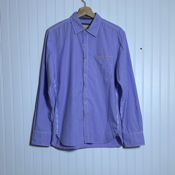 ROBERT GRAHAM Men's Light Purple gingham plaid checked tailored fit designer M - Picture 2 of 15